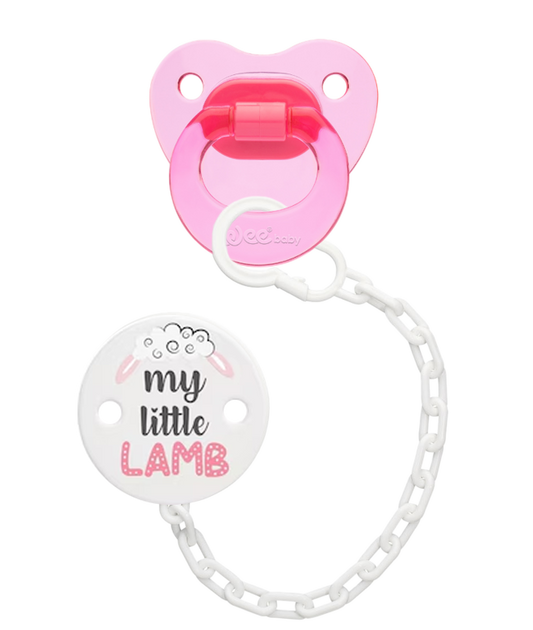Wee Baby Soother & Soother Chain Set No.1 0-6 Months - 1 Pack Pink