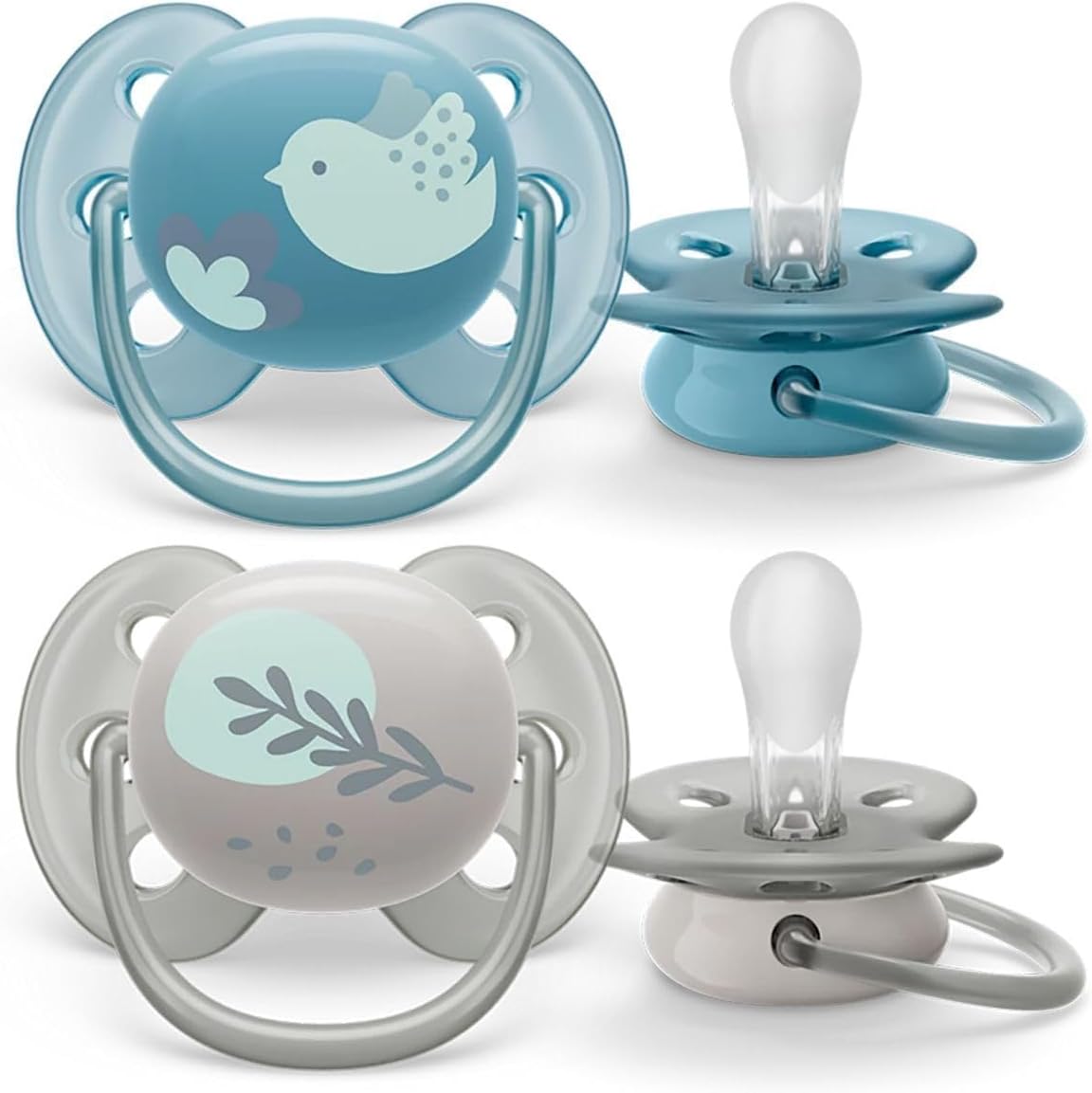Philips Avent Ultra Soft Pacifier 6-18 Months, Set of 2, Grey and Blue