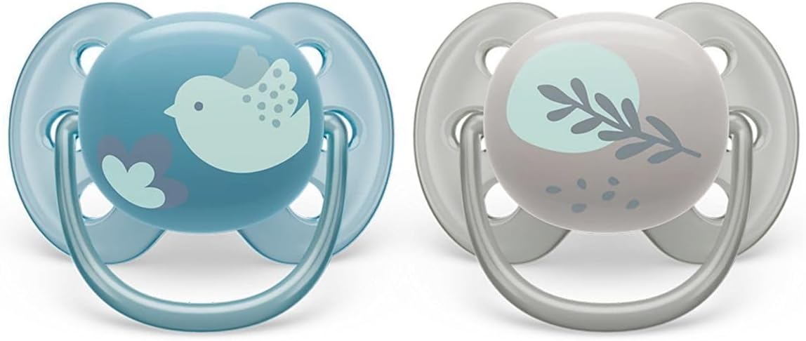 Philips Avent Ultra Soft Pacifier 6-18 Months, Set of 2, Grey and Blue
