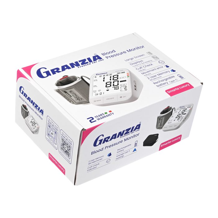 Granzia Smarta Luxury Digital Blood Pressure Monitor-Rechargable Lithium Battery -Type-C