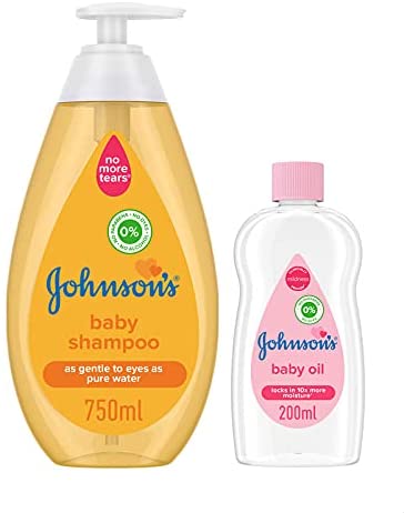 Johnson's Baby Shampoo, 750 ml with Baby Body Oil - 200 ml