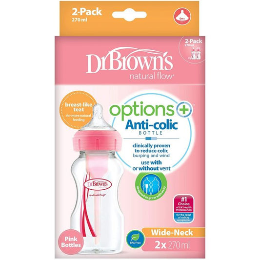 Dr.Brown's  Wide-Neck Options+ Bottle 270 ml- PINK( 2-Pack)