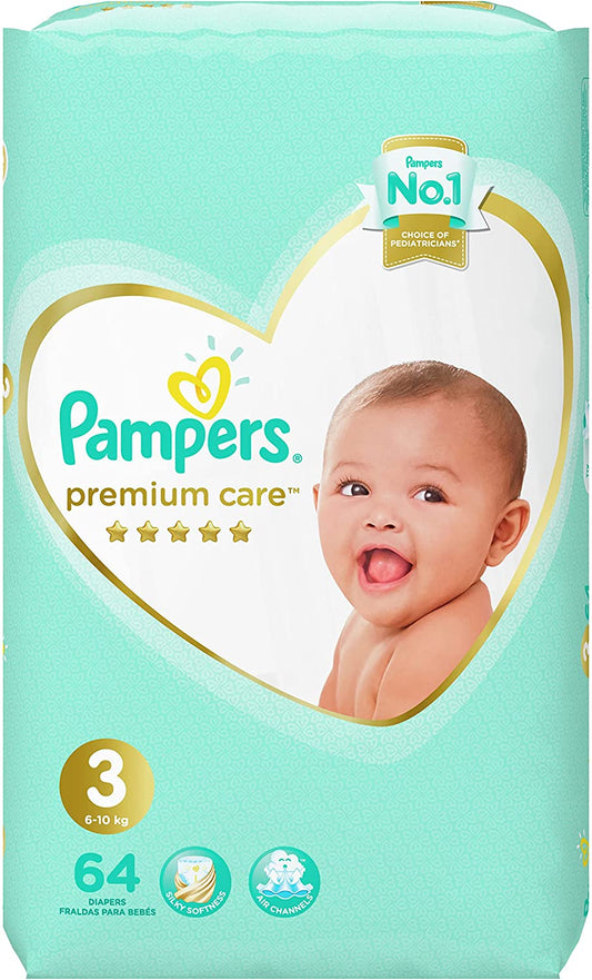 Pampers Premium Care Diapers Size 3, 6-10 Kg , 64 diapers