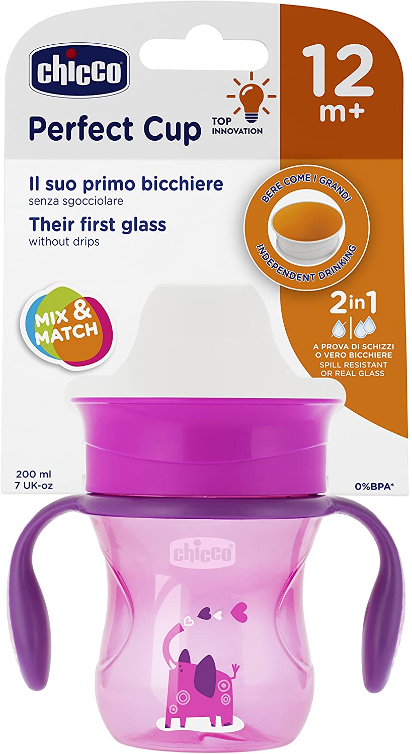 Chicco Perfect Cup 200ml 12 Months and + - Pink Elephant