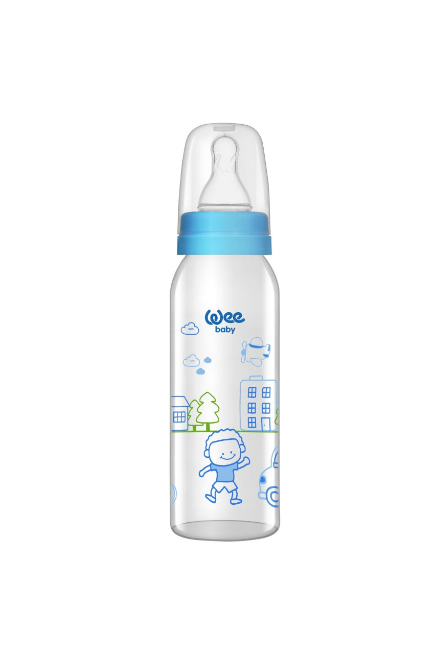 weebaby Glass Feeding Bottle 250cc blue