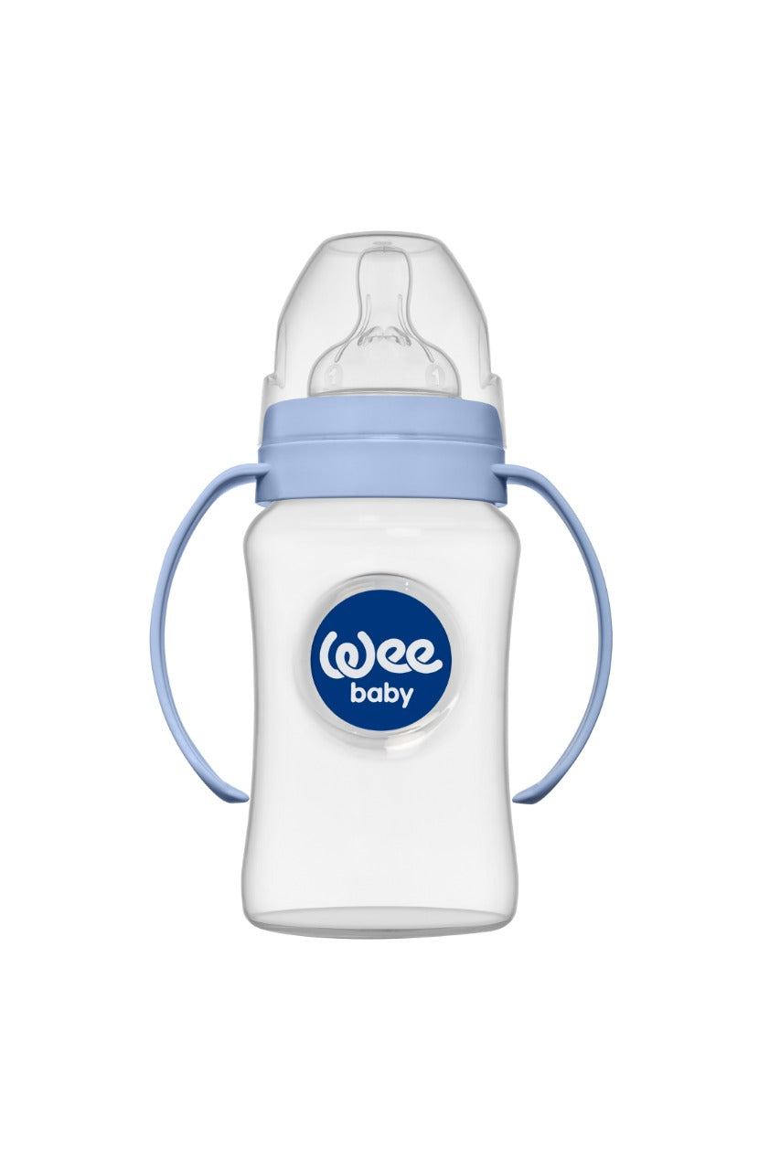 weebaby Wide Neck Feeding Bottle withGrip  Anti-Colic 150 ml blue
