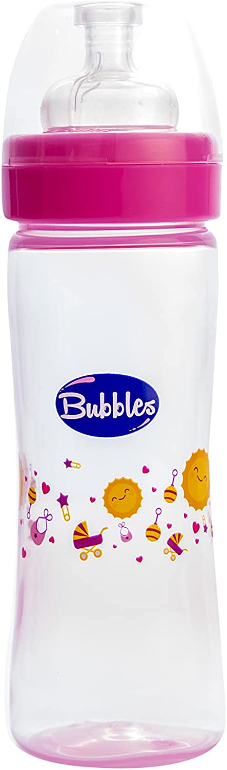 Bubbles Baby Set Classic Baby Bottle 270ml Pink + Pacifier With Chain Pink