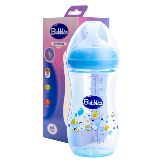 Bubbles Natural Baby Bottle 280ml Blue