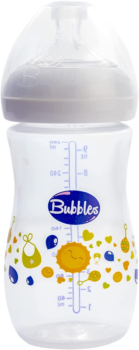 Bubbles Natural Baby Bottle 280ml White +6 Months