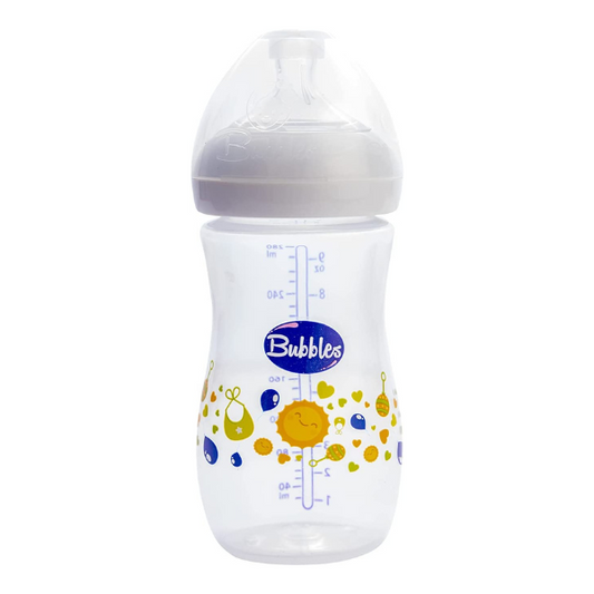 Bubbles Natural Baby Bottle 280ml White +6 Months