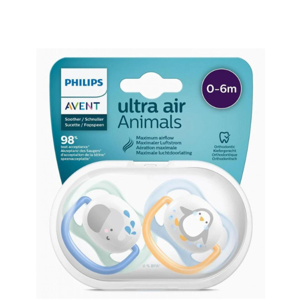Avent Ultra Air Design Baby Soother (0 - 6m) - Animals