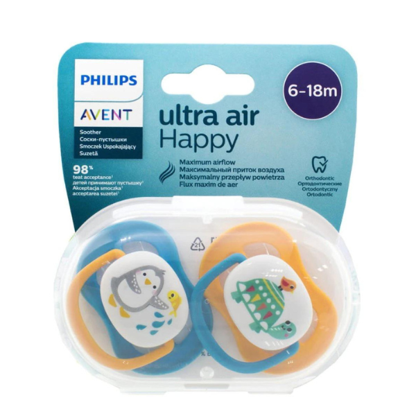 Avent Ultra Air Design Baby Soother (6 - 18m) - Animals (Boy)