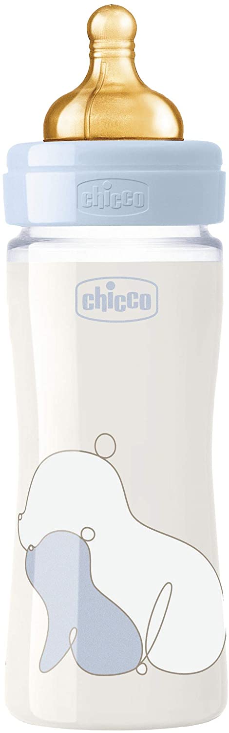 Chicco Original Touch Glass Anti-Colic Feeding Bottle +0m 240ml Blue