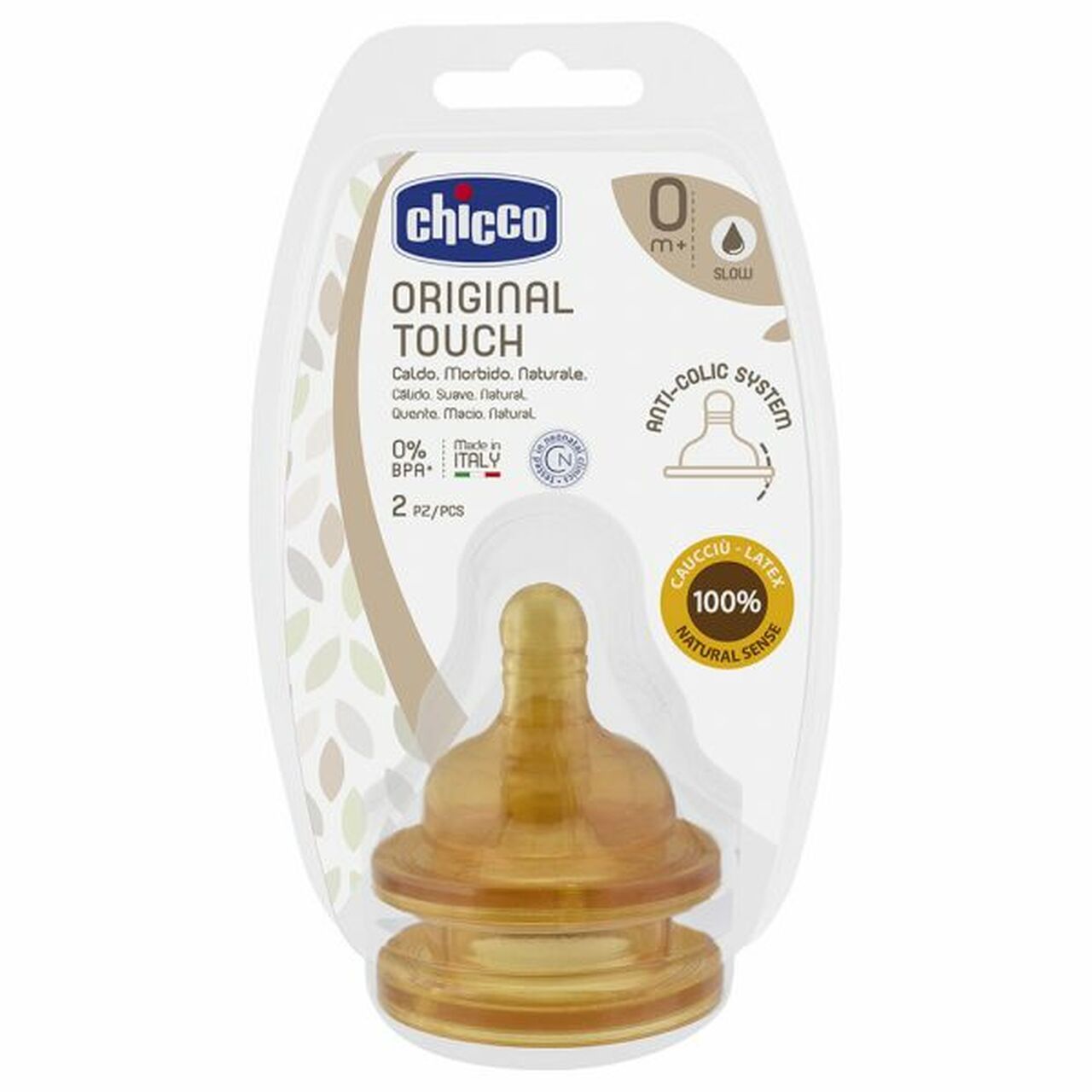 Chicco Original Touch Nipple Rubber Slow Flow Anti-Colic +0m