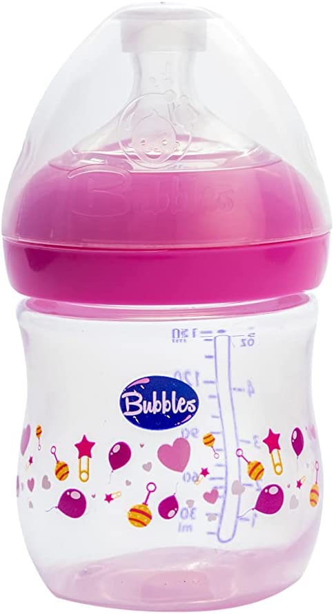 Bubbles Natural Baby Bottle 1m 150ml Pink