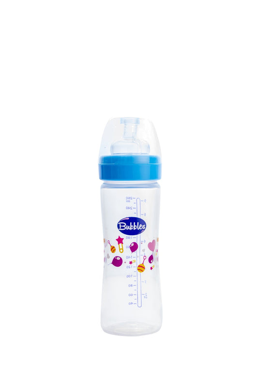 Bubbles Classic Baby Bottle, 260 ml - Blue