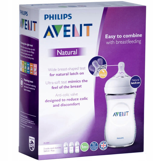 Philips Avent Natural Baby Bottle, 260 ml - Set of 3