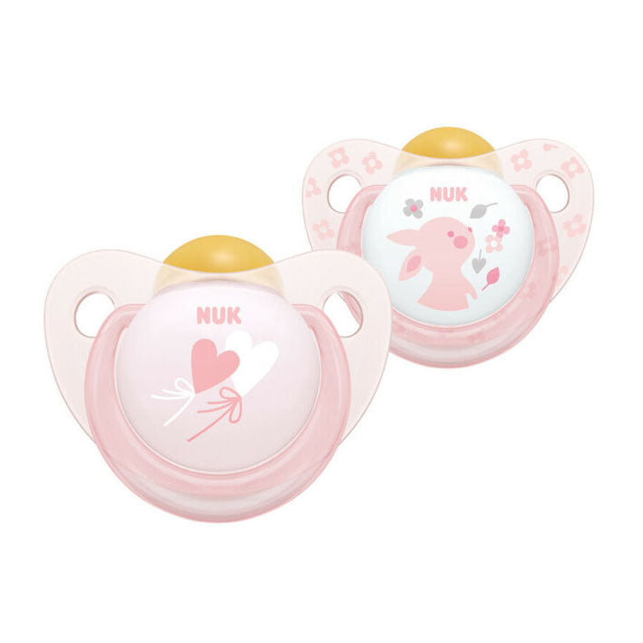 NUK Baby Rose Size 2 (0-6m) Latex Soother Twin Pack