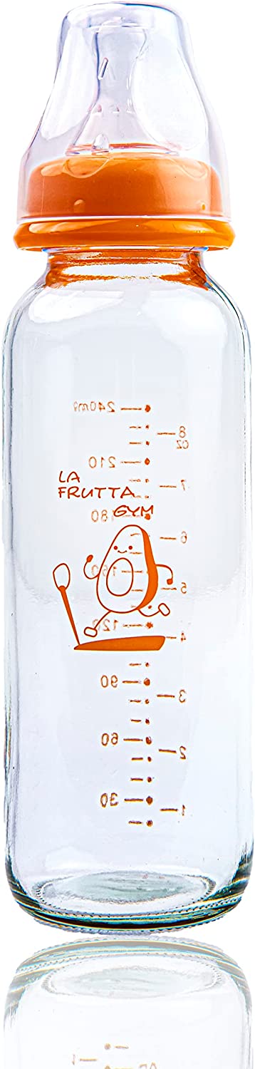 La Frutta Feeding Bottle 240ml Glass Orange