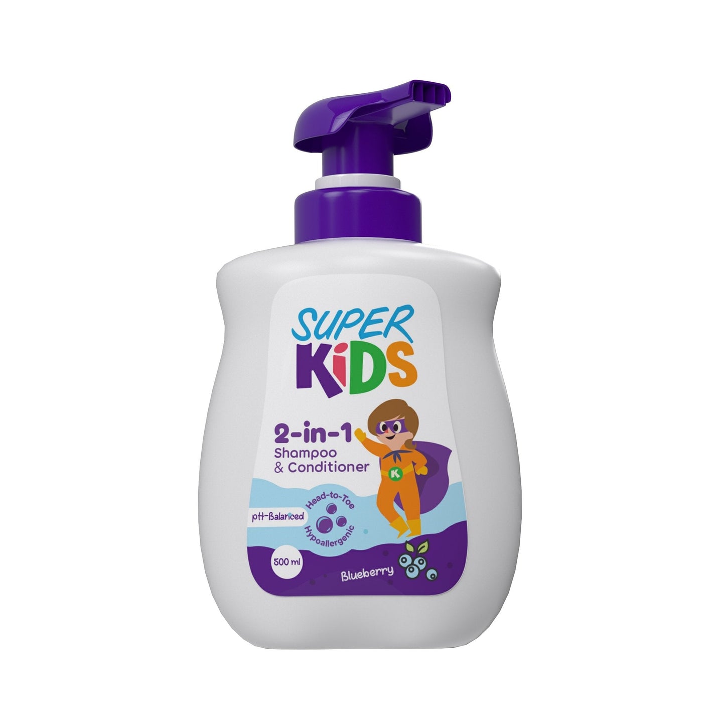 SuperKids 2-in-1 Shampoo & Conditioner  with Blueberry Fragrance - 500ml