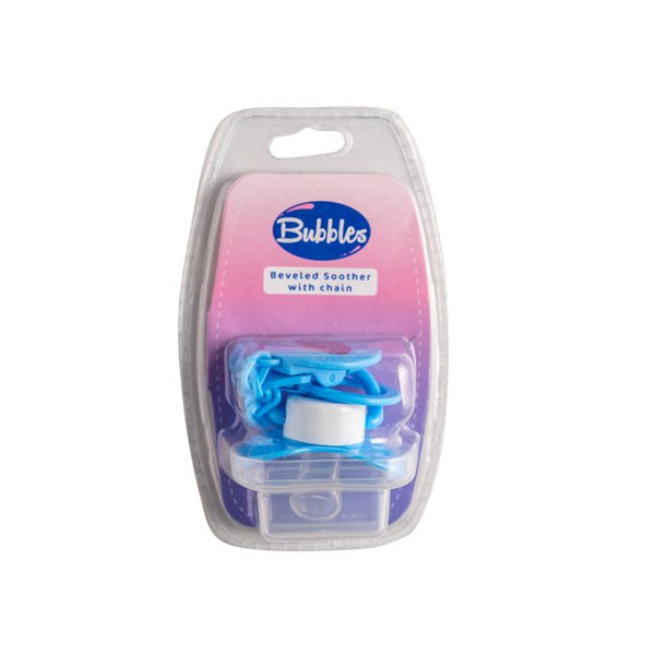 Bubbles Baby Set Natural Baby Bottle 1m 150ml Blue+ Pacifier With Chain Blue