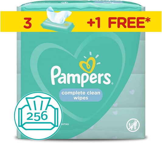 Pampers Fresh Clean Baby Wipes, 3 plus 1 free  256 Count, Pack of 4