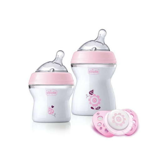 Chicco NaturalFeeling Baby Bottle Gift Set with 2 Baby Bottles + Pacifier +0m Pink