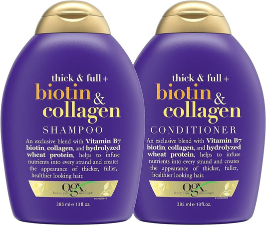 Ogx Shampoo & Conditioner Thick And Full + Biotin And Collagen 385ml (Pack Of 2)