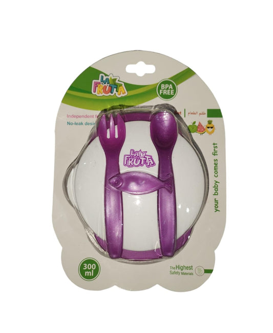 La Frutta Plate + Spoon and Fork Set for Kids - Purple