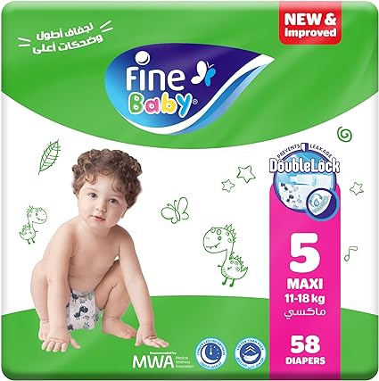 Double Lock Diapers Maxi Size 5 11-18 Kg - 58 Diaper