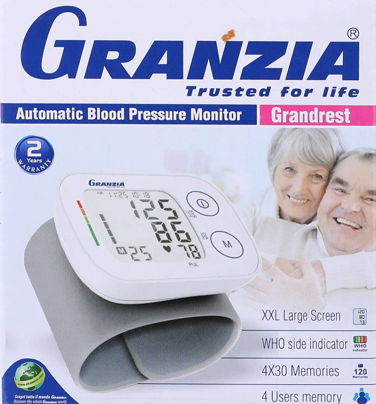  جرانزيا جراندريست جهاز قياس ضغط الدم الأوتوماتيكي للمعصم