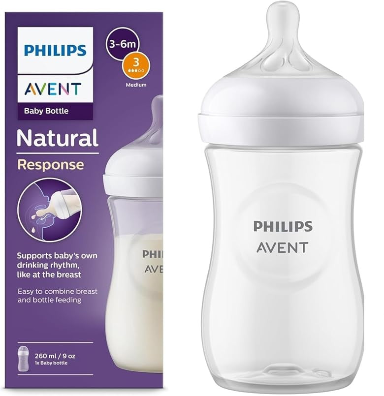 Avent Baby Bottle with Natural Response Teat, (+1M)  260ml
