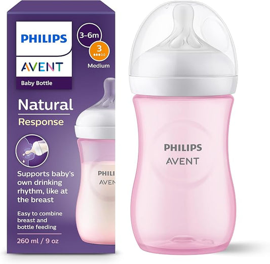 Avent Natural Bottle Response  (1M+) 260ml- 1 Pack  Pink