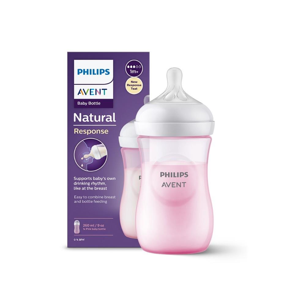 Avent Natural Bottle Response (1M+) 260ml- 1 Pack Pink – Mumezshop