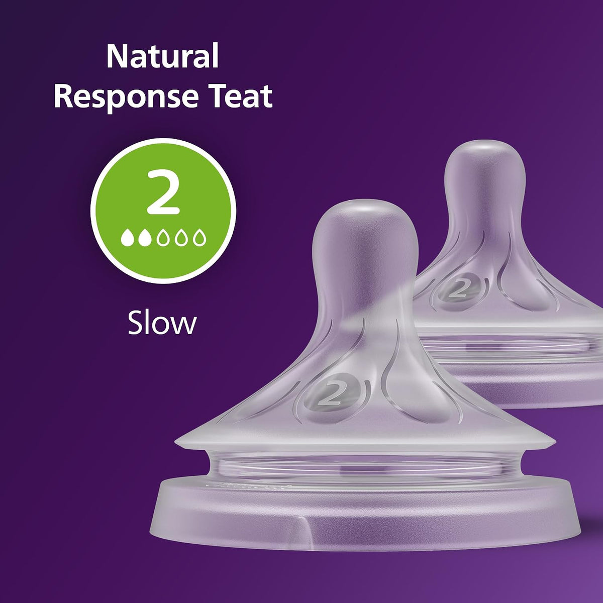 Avent Natural Response Nipple Flow 2 (0M+) - 2 Pack