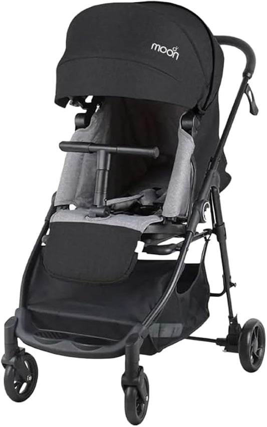 MOON Revo 360 Degree Rotatable Stroller – Foldable Pram Pushchair for Baby w/Basket for Toddler Newborn – Portable Baby Travel Gear – 9.3kg Weight- Black
