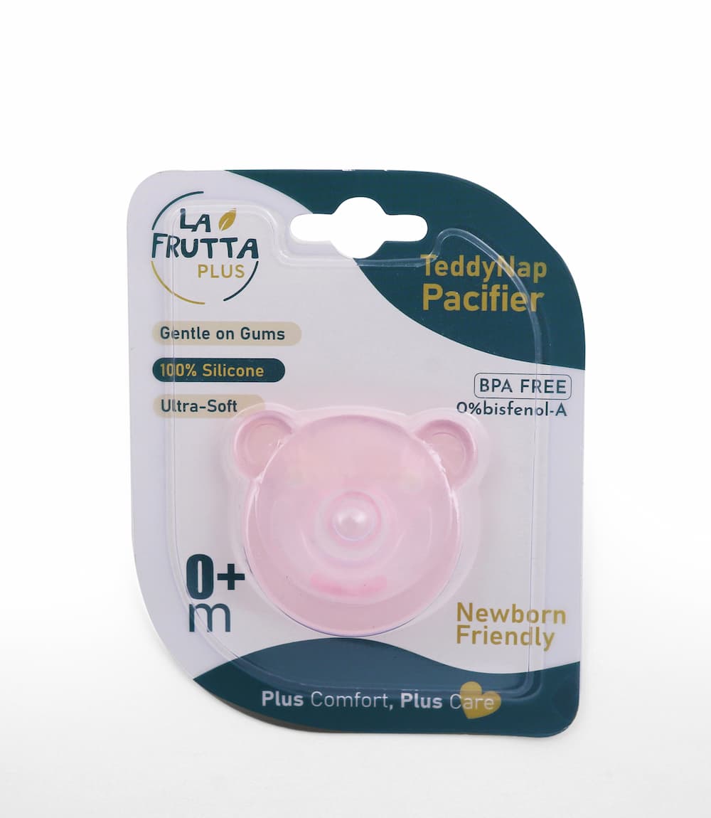 La Frutta Plus Teddy Nap Soothing Silicone Pacifier, 0+ Months – Pink