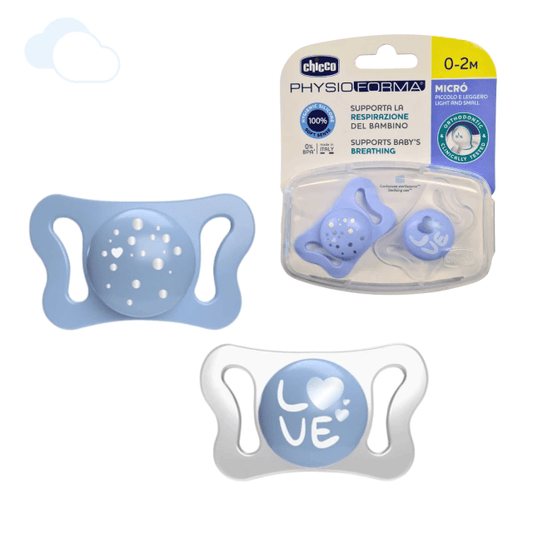 Chicco PhysioForma Micro Pacifier 0–2 Months, Supports Baby’s Breathing, BPA-Free Silicone, Extra Small and Lightweight Soother for Newborns, Blue