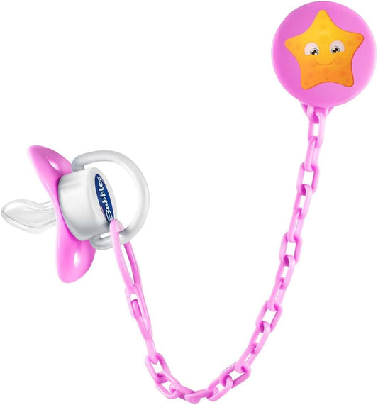 Bubbles Baby Pacifier With Chain Pink