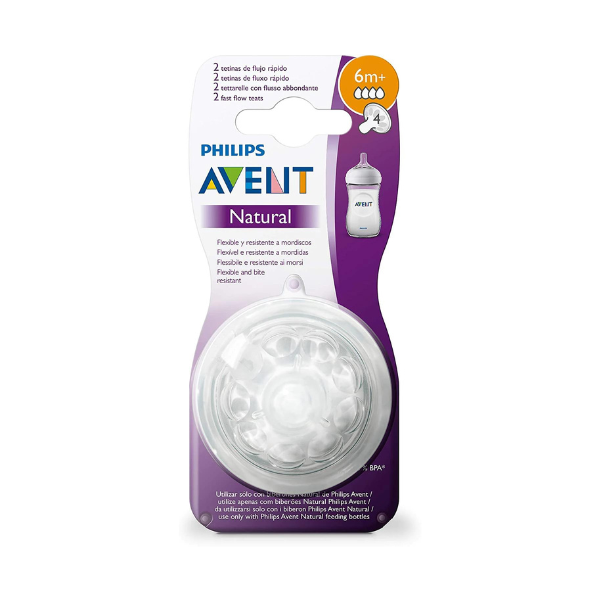 2 Philips Avent Natural Fast Flow Teats +6m