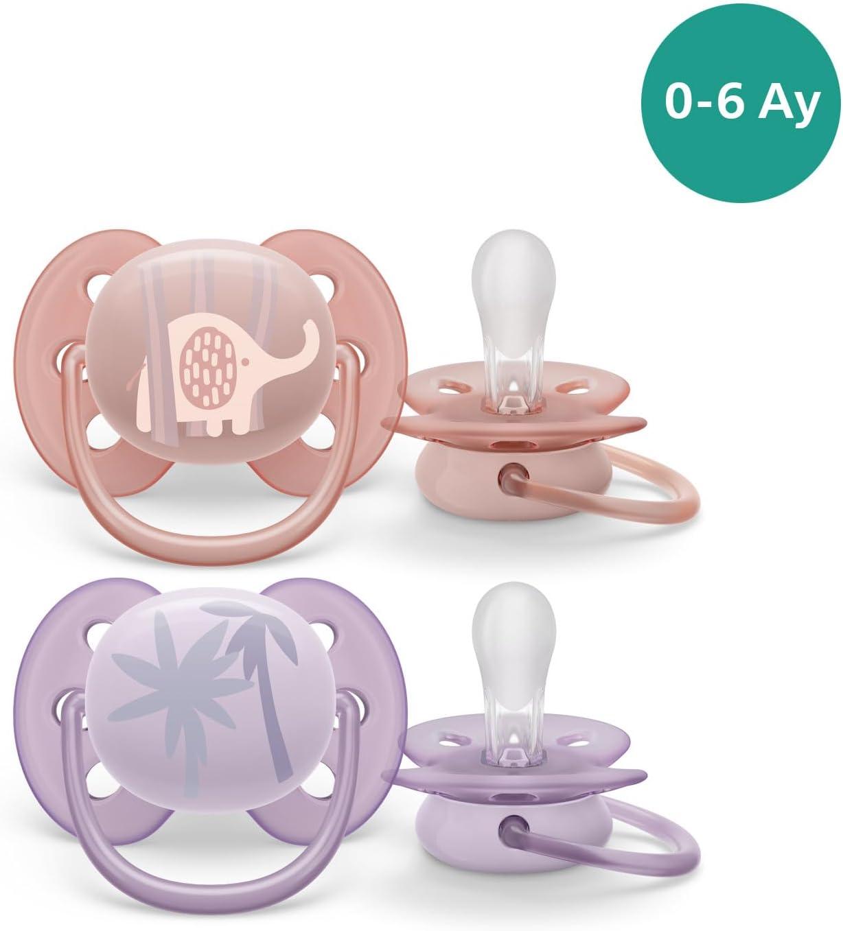 Philips Avent Ultra Soft Pacifier 0-6 Months, Pack of 2, Girls
