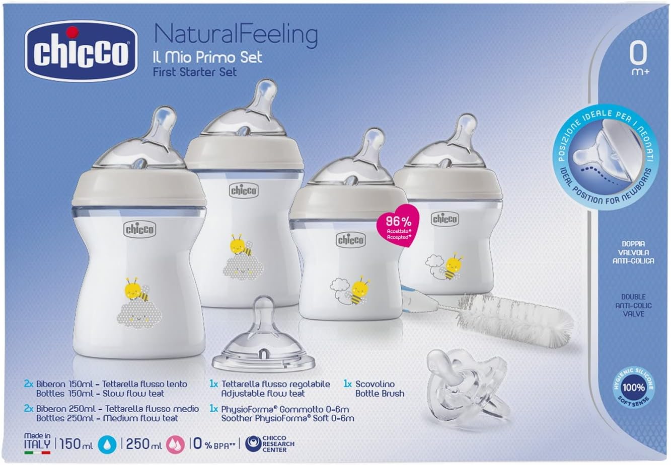 Chicco NaturalFeeling First Starter Set - Essential Baby Bottle Set for Newborns (0m+)