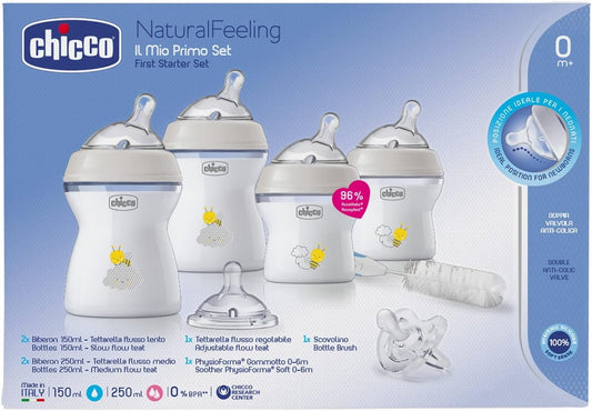 Chicco NaturalFeeling First Starter Set - Essential Baby Bottle Set for Newborns (0m+)