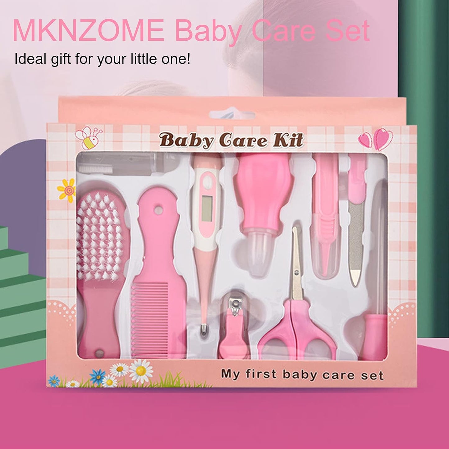 Baby Grooming Kit Newborn, Portable 12pcs Baby Essential Daily Care Kit with Storage Case, Travelling Home Nursery Baby Nail Kit for Newborn Infant Toddler Healthcare & Grooming