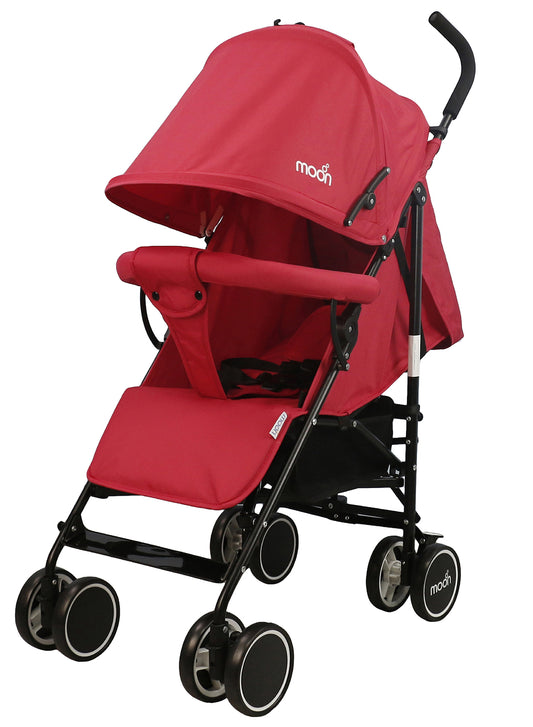 MOON Neo Plus Light Weight Travel Stroller/Pushchair for Baby/Kids/Toddler from 0 Months+(Upto 18 kg) |Umbrella Fold | Multi Position Reclining Seat | Storage Basket | Shoulder Strap -Fire Red