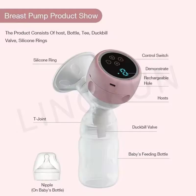 Rechargeable Electric Breast Pump – Portable, Quiet, and Comfortable Milk Expression for Nursing Moms | Anti-Backflow, Adjustable Suction, BPA-Free