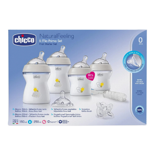 Chicco NaturalFeeling First Starter Set - Essential Baby Bottle Set for Newborns (0m+)